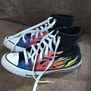 Converse Kids High-Top Sneakers with Flame Design